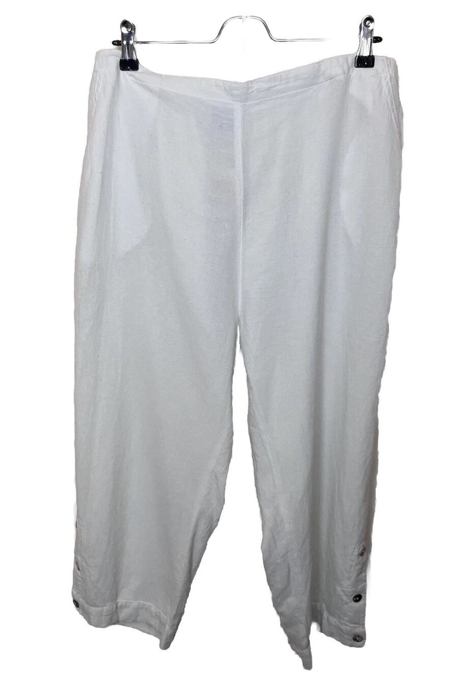 NWT CMC by Color Me 100% Cotton Pull On Cropped Pants Women’s Sz XL White